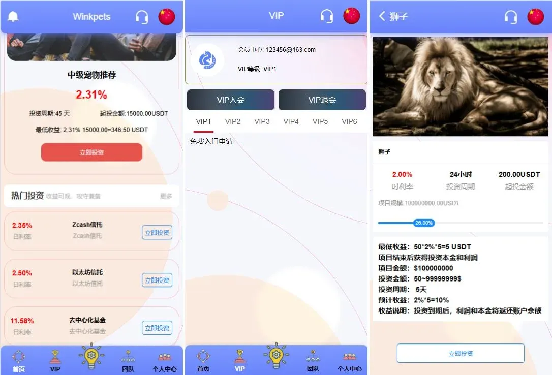 【海外多语言vue投资源码】宠物投资理财系统/多语言投资源码/前端VUE后端PHP